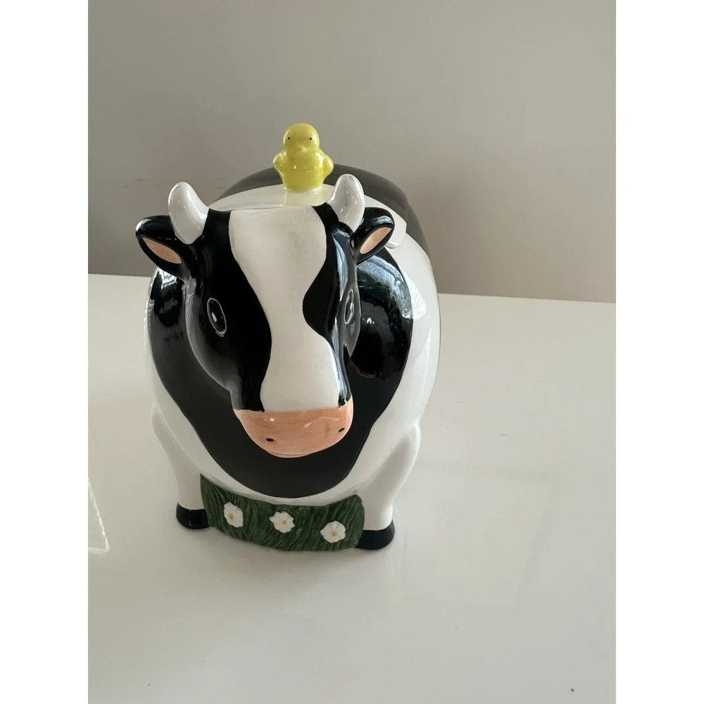 Cooks Club Kitchen Black And White Cow And Chick Vintage Cookie Jar